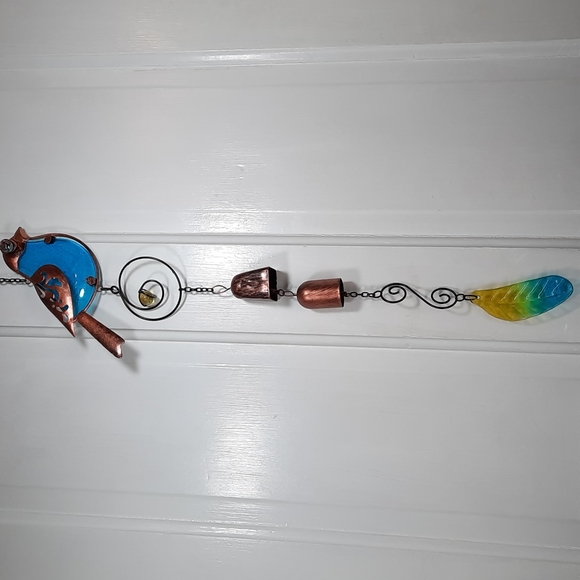 Bird Garden Bell Suncatcher Blue Feather Outdoor Garden Yard Art Accent **As Is* - Picture 2 of 9